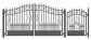 Venice Style Swing Dual Steel Driveway Gates 12 ft with Pedestrian Gate 4 ft