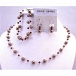 Customized Bridal Jewelry Bronze Pearl Smoked Topaz Swarovski Crystals  