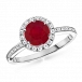 Round Ruby and Diamond Border Ring 