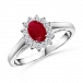 Oval Ruby and Round Diamond Vintage Ring 