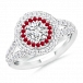 Round Diamond and Ruby Halo Engagement Ring 