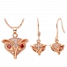 FREE SHIPPING-Jewellery Set Rhinestone Fox Necklace Pendant + Earring 18K Golden Plated