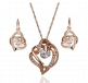 Rose Gold Austrian Crystal Hearts Jewelry Set