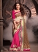 Cream and Pink Chiffon and Jacquard Saree
