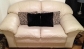 Beige Leather Loveseat 