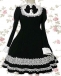 Cotton Black Long Sleeves Lace Applique Cotton Gothic Lolita Dress For Sale