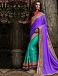 Purple And Sea Green Georgette Saree With Resham Work