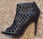 Black Studded Cutout Stiletto Heels Peeptoe JustFab Size 8.5 Booties